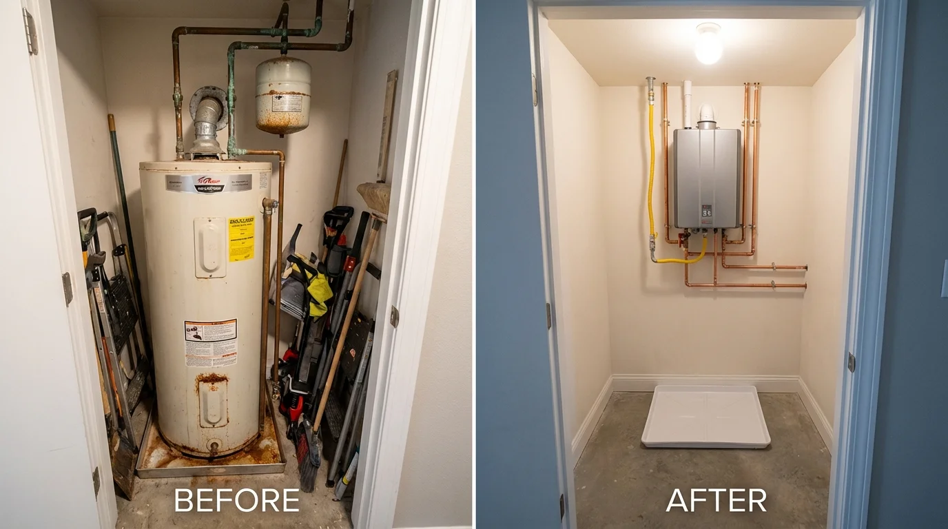 Tank water heater versus wall-mounted tankless unit comparison for Butler, GA homeowners